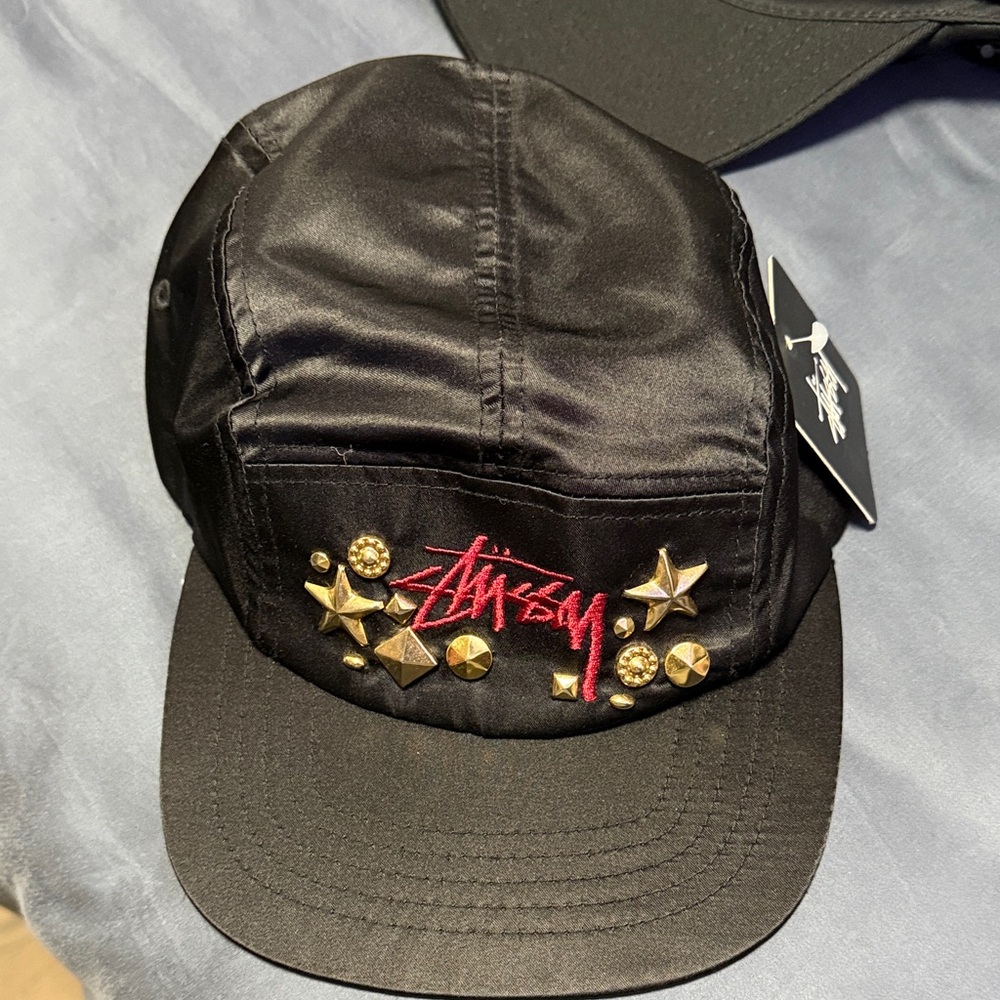 Stussy “Bling Camp Camp” with Gold and Red Details - Satin like feel on material